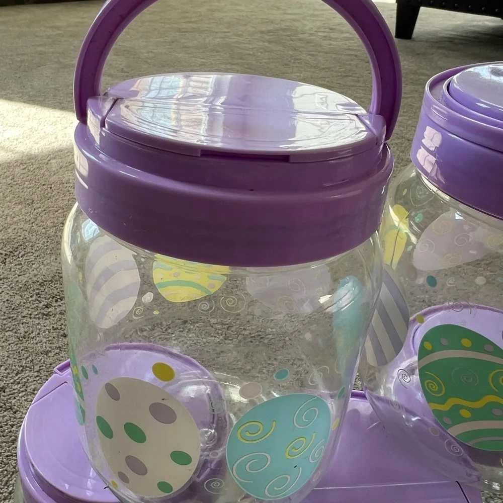 Purple and Blue Party Favor Jars with Festive Designs